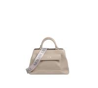 Armani Exchange Nicole, Sustainable, Silver Logo, Front Pocket, Shopping Bag Donna, Sabbia
