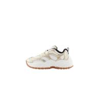 Armani Exchange Donna Vedder, Chunky Sole, Dettagli Laminati, Tuta con Logo Sneaker, Pale Gold off White, 37.5 EU