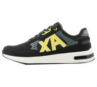 Armani Exchange Dusseldorf Embossed Geometric Motifs, Scarpe da Ginnastica Uomo, Nero/Grigio/Giallo, 39 EU