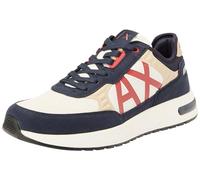 Armani Exchange Dusseldorf Embossed Geometric Motifs Sneaker da Uomo, Navy Safari Red, 41 EU