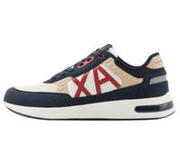 Armani Exchange Dusseldorf Embossed Geometric Motifs Sneaker da Uomo, Navy Safari Red, 44 EU