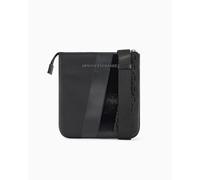 Armani Exchange Dylan, Metal Logo, Two Stripes, Borsa Messenger Uomo, Nero/Canna di Fucile