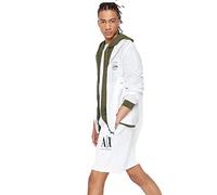 Armani Exchange Embroidered Front Logo, Adjustable Drawstrings Pantaloncini Casual, Bianco, M Uomo