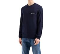Armani Exchange Essential, Girocollo, Logo Lettering Maglione, Blu Navy, XL Uomo