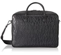 Armani Exchange Essential Jim, Sustainable Embossed Monogram, Zipper Briefcase, Nero, taglia unica