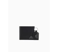 Armani Exchange Essential Plain Leather, 2 Pezzi, Set Regalo con Portafogli e Portachiavi Uomo, Nero, Taglia Unica