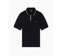 Armani Exchange Essential, Striped Collar Side Milano-New York Logo Lettering Polo Uomo (Pacco da 1)