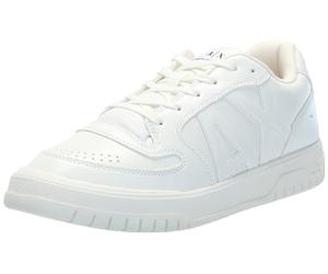 Armani Exchange Faux Leather, Embossed Logo, Lace up - Scarpe da Ginnastica, White,
