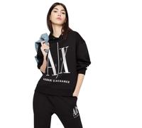 Armani Exchange Felpa con Cappuccio Icon Project, Nero, Large Donna