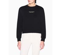 Armani Exchange Felpa da Donna a Maniche Lunghe Milano-New York con Logo Frontale, Nero/Oro, S, Nero/Oro, S