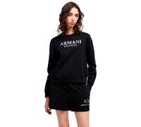 Armani Exchange Felpa da Donna Arte Sella, Sustainable, con Logo Shiny Lettering, Nero, XS