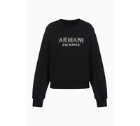 Armani Exchange Felpa da Donna con Logo Rhinestone, Taglia S, Nero, S