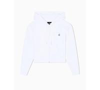 Armani Exchange Icon Project, Small Logo Embroidery, Cropped Fit Maglia di Tuta, Bianco Ottico, S Donna