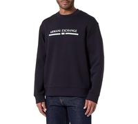 Armani Exchange Felpa da Uomo, a Maniche Lunghe, con Logo Big Front Relaxed Fit, Blu, L, Navy Scuro, L