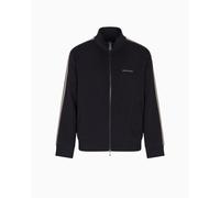 Armani Exchange Felpa da Uomo a Maniche Lunghe con Logo Lettering Zip Closure, Navy Scuro, S