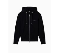 Armani Exchange Felpa da Uomo Genuine Cotton, Zipped, a Maniche Lunghe, con Logo, Nero, XL, Nero, XL