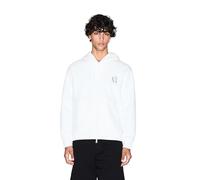 Armani Exchange Felpa da Uomo in Cotone con Logo e Zip Intera, Bianco Sporco, X-Large