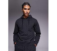 Armani Exchange - Felpa nera con cappuccio e motivo del logo in coordinato-Nero 34