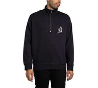 Armani Exchange Felpa Uomo Icon Project, Logo Ricamato, Zip Frontale, Blu Scuro, XS