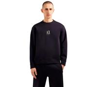 Armani Exchange Uomo Felpa con logo centrale ricamato, Blu