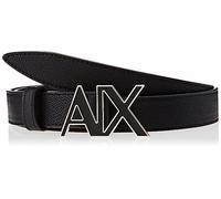 Armani Exchange Fibbia con Logo sostenibile Cintura, Nero, S Casual