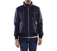 Armani Exchange Front, Logo on Drawstrings, Zip Pockets, Concealed Hood Giacca, Blu, S Uomo