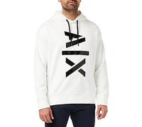 Armani Exchange Hooded, Maxi Contrast Logo, Cuffed, Felpa con Cappuccio Uomini, White,