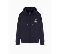 Armani Exchange Icon Project, Emboidered Logo, Full Zip Felpa con Cappuccio, Navy Scuro, M Uomo