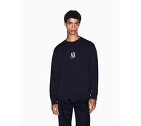 Armani Exchange Uomo Felpa con logo centrale ricamato, Blu
