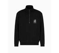 Armani Exchange Icon Project, Embroidered Logo, Front Zip, Felpa Uomo, Nero, L