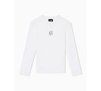 Armani Exchange Icon Project, Embroidered Logo, Long Sleeve T-Shirt, Bianco Sporco, XL Uomo