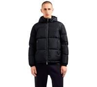 Armani Exchange Icon Project, Logo Embossed Patch, Shiny Nylon Gilet in Piuma, Blu Scuro, L Uomo