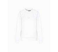 Armani Exchange Icon Project, Shiny Logo, Crewneck Maglia di Tuta, Bianco Ottico, L Donna