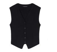 Armani Exchange, ,Knitwear ,Donna ,Nero ,M Top a coste Smanicato Scollo a V Bottoncini