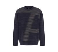 Armani Exchange, ,Knitwear ,Uomo ,Blu ,L Maglione a righe con scollo rotondo e stampa
