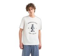 Armani Exchange Large Central Stacked AX Logo with Milanonew York Text Surrounding Regular Fit Tee T-Shirt, Bianco Sporco, M Uomo