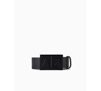 Armani Exchange Leather Belt with Plaque Cintura, Nero, 36 Uomo
