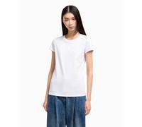 Armani Exchange Limited Blue Edition Crewneck Slim Fit Box Logo Tee T-Shirt, Bianco Ottico, M Donna