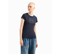 Armani Exchange Limited Blue Edition Crewneck Slim Fit Box Logo Tee T-Shirt, Blau, XS Donna