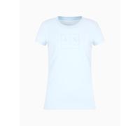 Armani Exchange Limited Blue Edition Crewneck Slim Fit Box Logo Tee T-Shirt, Infinitum, L Donna