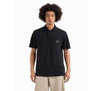 Armani Exchange Limited Edition Blue Edition Logo Patch Cotton Piquet Polo Polo Uomo