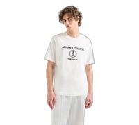 Armani Exchange Logo AX Imbottito con Taglio Circolare Regular Fit Tee T-Shirt, Bianco Sporco, L Uomo