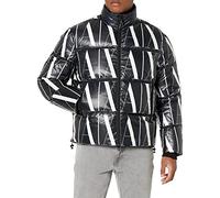Armani Exchange Logo Down Puffer Giacca Piumino Lungo, Black Icon Allover, XXL Uomo