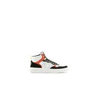 Armani Exchange Logo Side Sewn, Cow Suede Details, High Top Sneaker, Nero Arancio, 41 EU