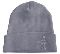 Armani Exchange Logo The Grid, Sustainable, Embroidered Berretto Beanie, Torre Eiffel, Taglia Unica Uomo