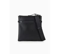 Armani Exchange Zip con Logo, Doppia Tasca, Flat Crossbody Uomo, Nero-Nero, Einheitsgröße