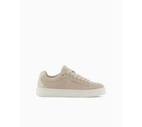 Armani Exchange London, Leather, Gold Logo, Scarpe da Ginnastica Donna, Sabbia, 36 EU