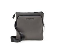 Armani Exchange Madrid,Essential, Metal Logo, Zip Pockets, Borsa Messenger Uomo, Marrone Chiaro