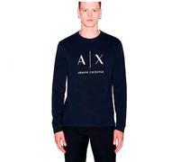 Armani Exchange - Maglietta da uomo a maniche lunghe in jersey di cotone slim con logo, Blu navy intenso, M