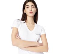 Armani Exchange Maglietta con Logo Milano/New York Slim Fit con Scollo a V T-Shirt, Bianco Ottico, XL Donna